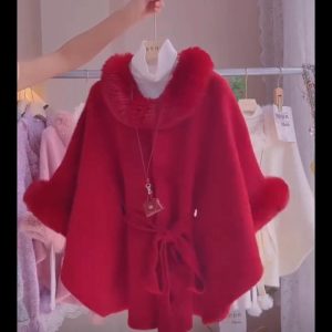 Premium Winter Cape Coat Marun
